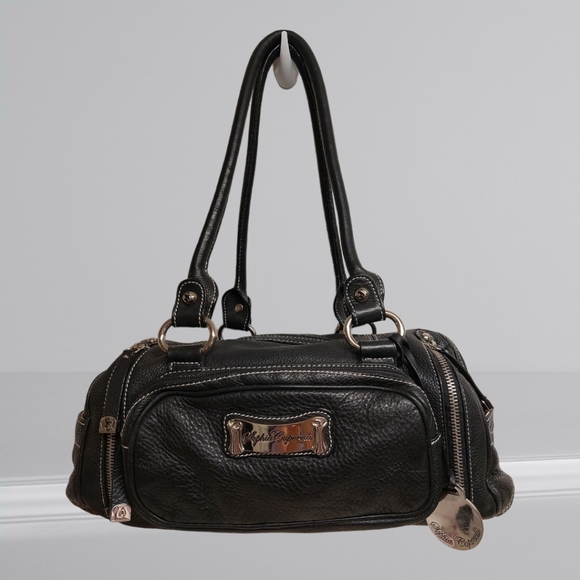 Sophia Caperelli Handbags - Sophia Caperelli Black Shoulder Bag with Leopard Print Lining